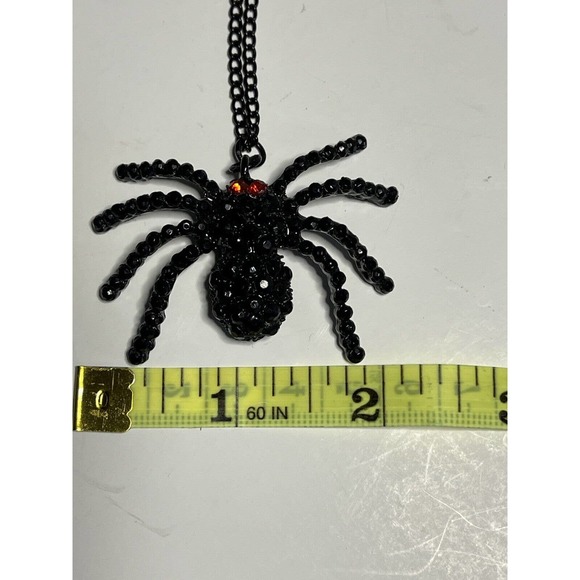 Black Sparkly Rhinestone Spider Necklace Dressy Spooky Halloween Costume Party - Picture 8 of 9